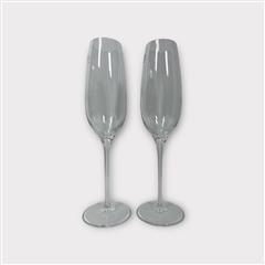 Tiffany & Co. Champagne Long Stem Flutes in Crystal Glass Set of Two